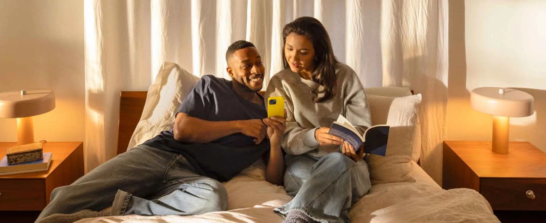 Couple checking financing options